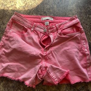 Pink Frayed Hem Women's Shorts